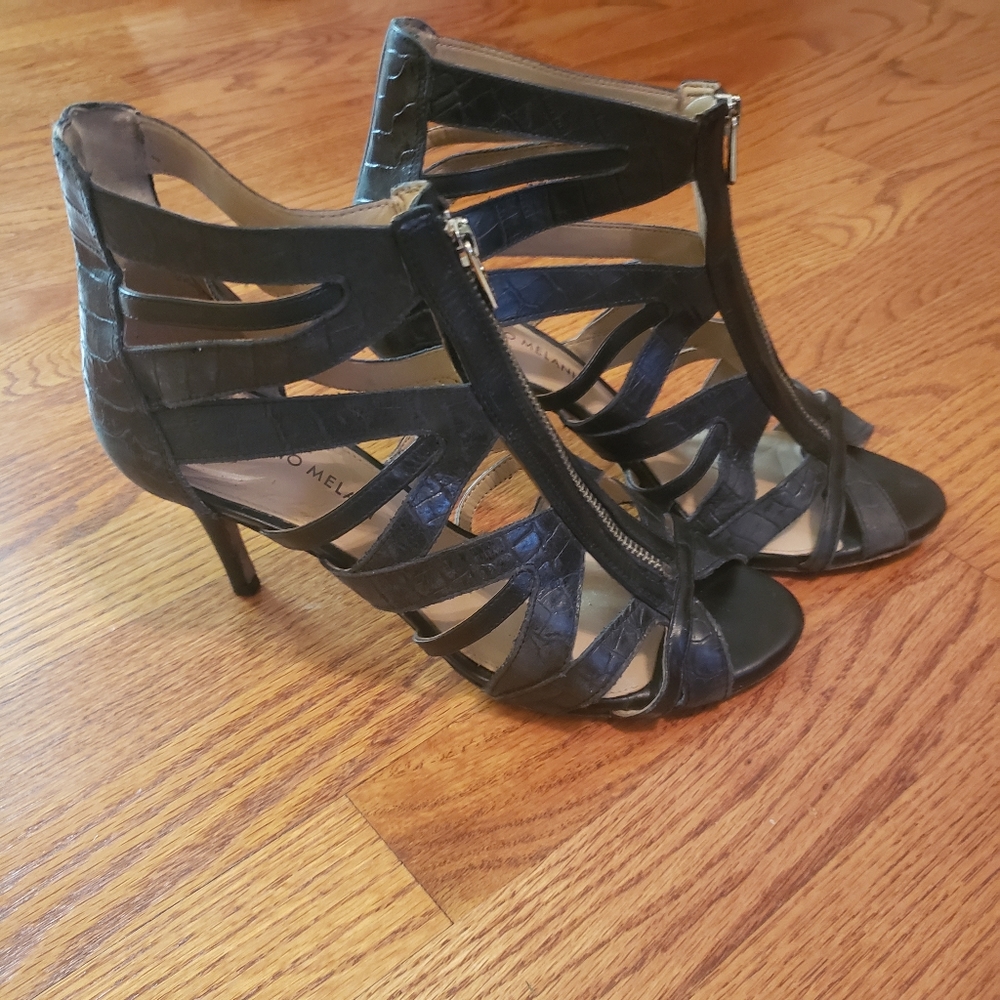 Antonio Melani Havene Leather Caged Cutout Heels